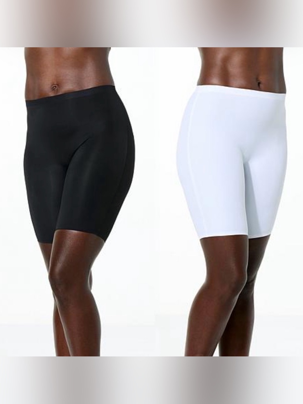 Rhonda Shear 2-Pack Stretch Butterknit Longline Shorts — Black and White - Sz M